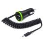 [UAE Warehouse] HAWEEL 5V 2.1A Micro USB Car Charger with Spring Cable, Length: 25cm-120cm, For Galaxy, Huawei, Xiaomi, Sony, LG, HTC and other Smartphones(Black)